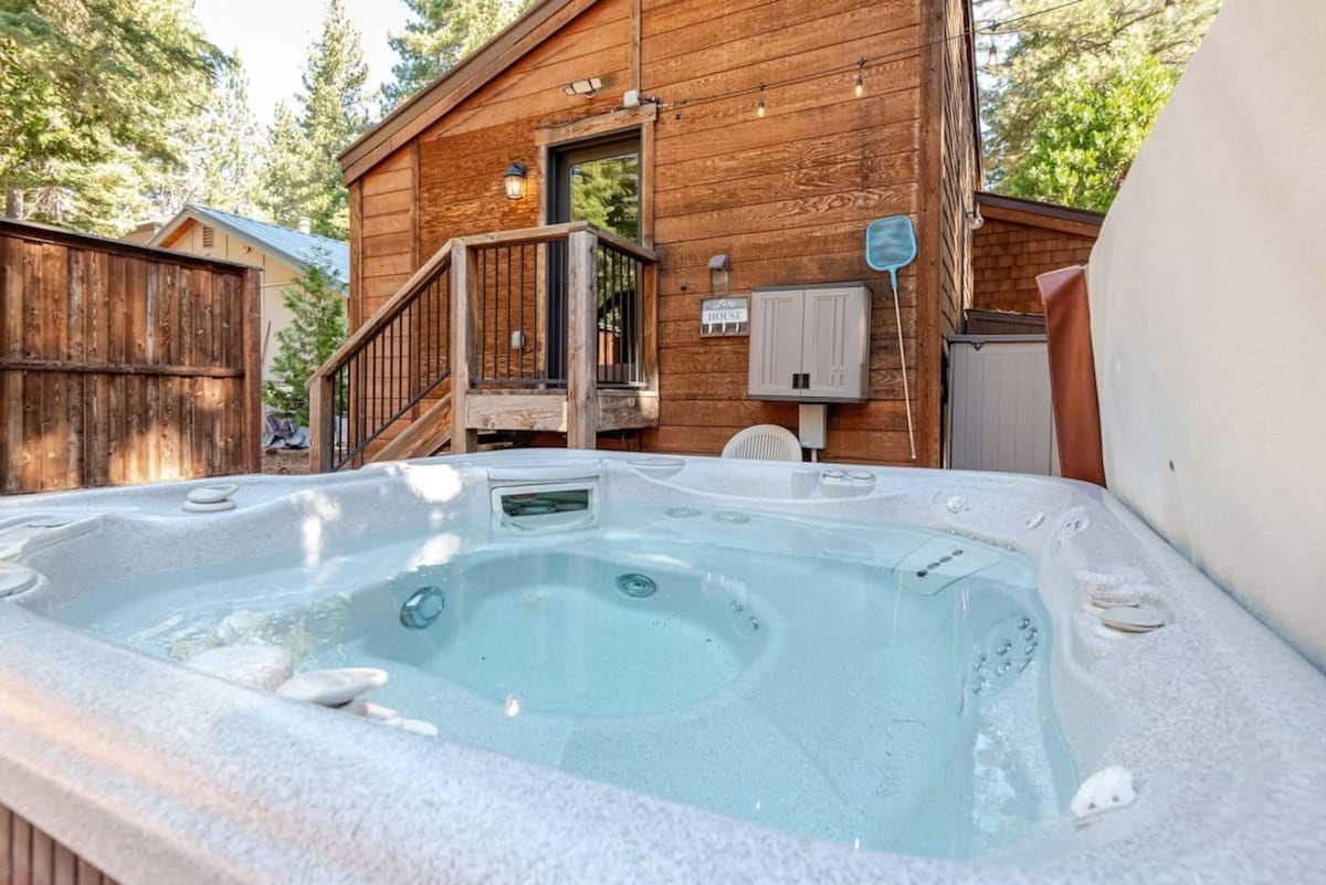 Backyard hot tub for relaxing after a day at the lake or slopes.