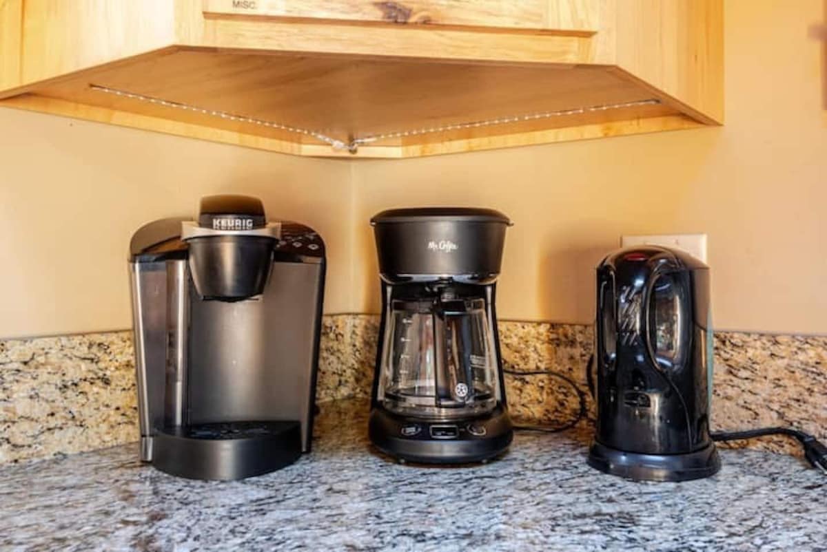 Coffee station ready for easy mornings at the house.