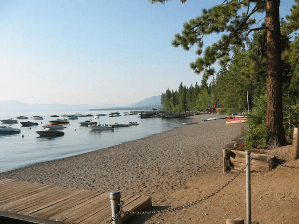 Tahoe Park Beach lawn and lake access